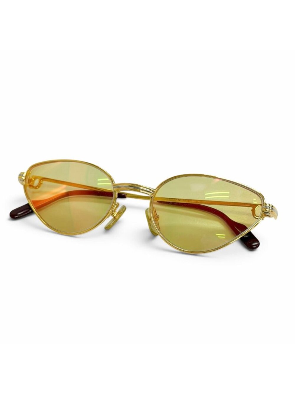 Cartier Vintage Trinity Cat's Eye Sunglasses Eyewear Gold Bordeaux Prescription